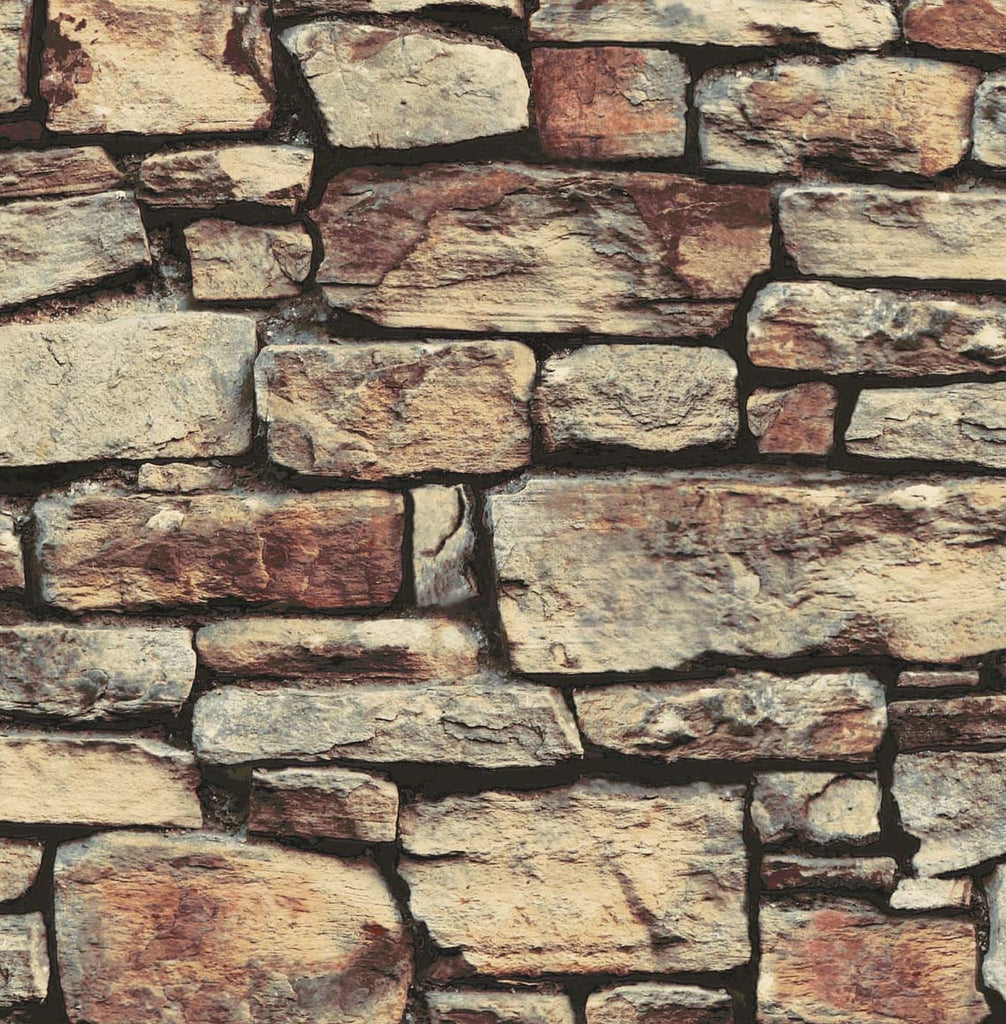Natural Rock Wallpaper - Brown Cornish Stone Wallpaper Mural