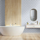 160190WR geometric peel and stick wallpaper bathroom from Surface Style