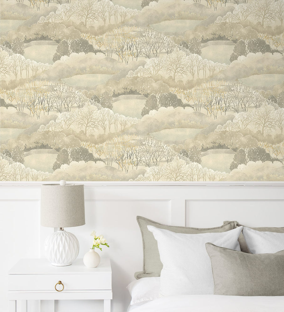 160451WR botanical peel and stick wallpaper bedroom from Surface Style