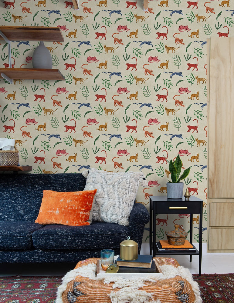 160520WR animal peel and stick wallpaper living room from Surface Style