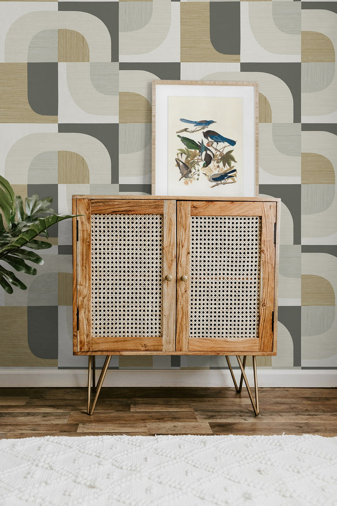 CP90105 geometric textured vinyl wallpaper entryway from the A Lot More Textures collection by Seabrook Designs