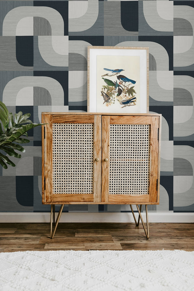 CP90108 geometric textured vinyl wallpaper entryway from the A Lot More Textures collection by Seabrook Designs