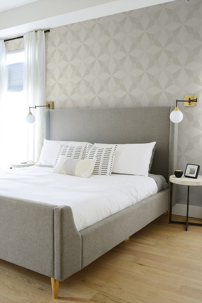 CP90505 geometric textured vinyl wallpaper bedroom from Seabrook Designs