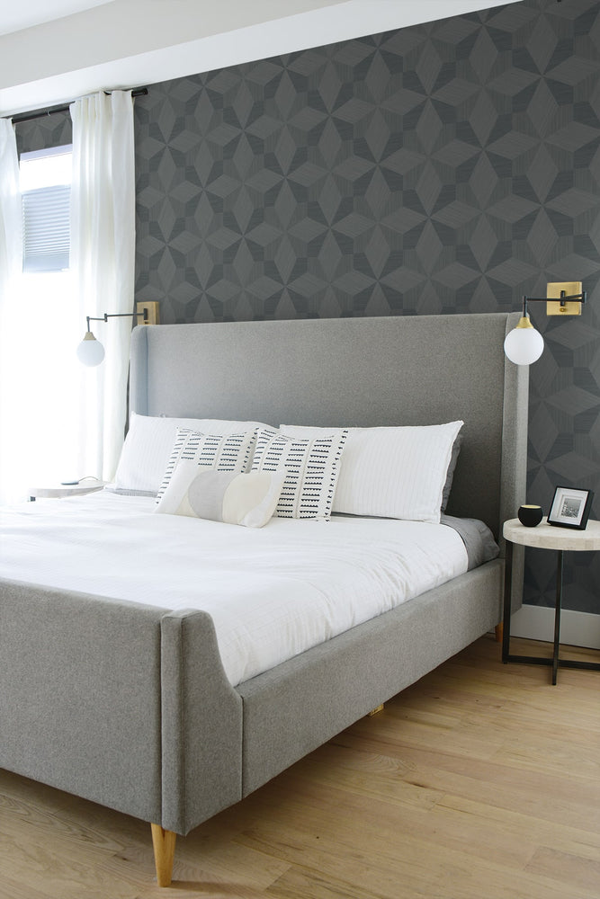 CP90508 geometric textured vinyl wallpaper bedroom from Seabrook Designs