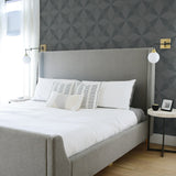 CP90508 geometric textured vinyl wallpaper bedroom from Seabrook Designs