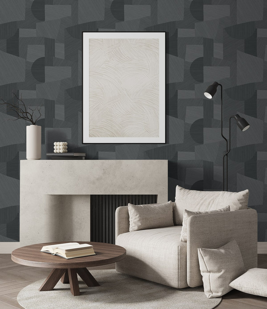 CP91008 geometric textured vinyl unpasted wallpaper living room from the A Lot More Textures collection by Seabrook Designs