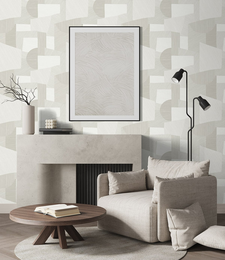 CP91010 geometric textured vinyl unpasted wallpaper living room from the A Lot More Textures collection by Seabrook Designs