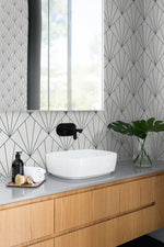 CP91300 geometric textured vinyl wallpaper bathroom from the A Lot More Textures collection by Seabrook Designs