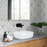 CP91300 geometric textured vinyl wallpaper bathroom from the A Lot More Textures collection by Seabrook Designs