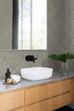 CP91305 geometric textured vinyl wallpaper bathroom from the A Lot More Textures collection by Seabrook Designs