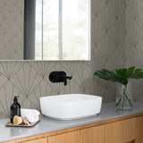 CP91305 geometric textured vinyl wallpaper bathroom from the A Lot More Textures collection by Seabrook Designs