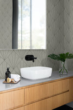 CP91308 geometric textured vinyl wallpaper bathroom from the A Lot More Textures collection by Seabrook Designs