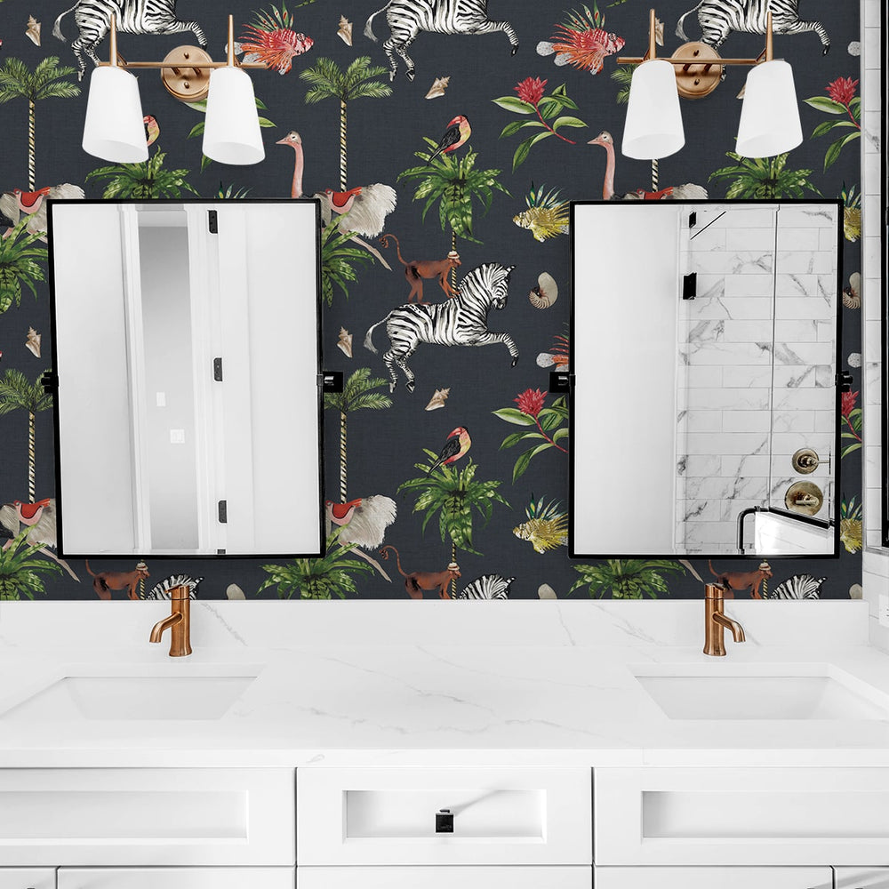 DBW2000 Merry Go Round animal unpasted wallpaper bathroom from the West Boulevard collection by Daisy Bennett Designs