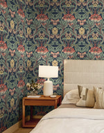 EP10202 vintage floral prepasted wallpaper bedroom from Seabrook Designs