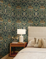 EP10204 vintage floral prepasted wallpaper bedroom from Seabrook Designs