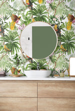 HG10900 tropical peel and stick wallpaper bathroom from Harry and Grace