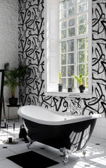 HG12700 abstract peel and stick wallpaper bathroom from Harry & Grace