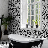 HG12700 abstract peel and stick wallpaper bathroom from Harry & Grace