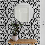 HG12700 abstract peel and stick wallpaper entryway from Harry & Grace