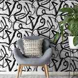 HG12700 abstract peel and stick wallpaper living room from Harry & Grace