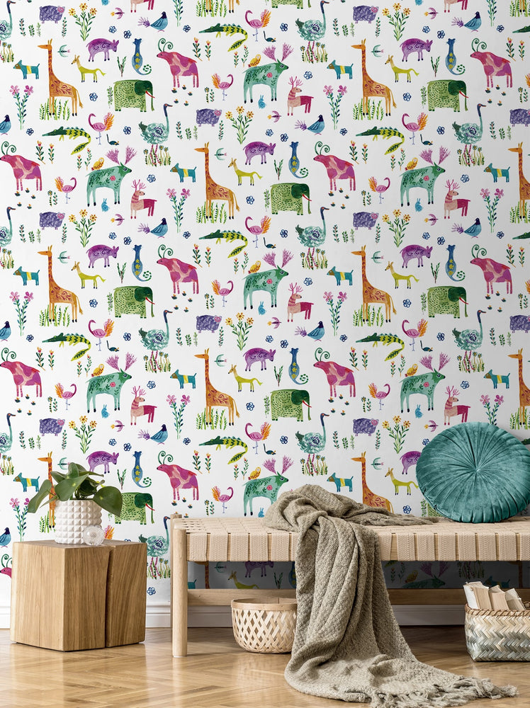 HG12800 animal peel and stick wallpaper living room from Harry & Grace