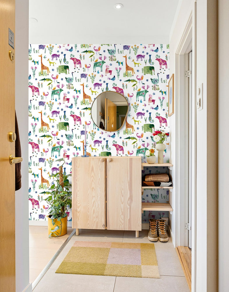 HG12800 animal peel and stick wallpaper entryway from Harry & Grace