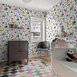 HG12800 animal peel and stick wallpaper bedroom from Harry & Grace