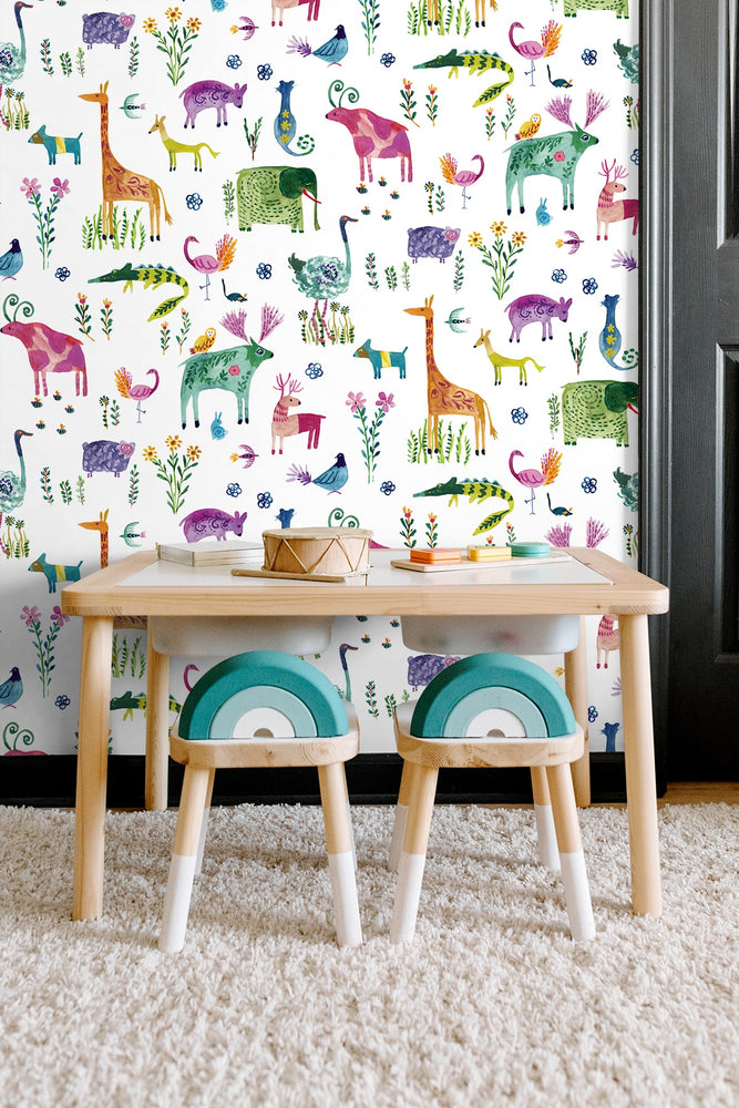 HG12800 animal peel and stick wallpaper nursery from Harry & Grace