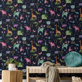 HG12802 animal peel and stick wallpaper living room from Harry & Grace