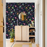 HG12802 animal peel and stick wallpaper entryway from Harry & Grace