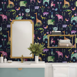 HG12802 animal peel and stick wallpaper bathroom from Harry & Grace