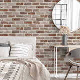 NW30501 peel and stick faux brick removable industrial wallpaper bedroom by NextWall