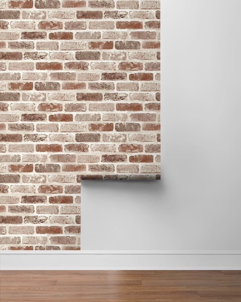 NW30501 peel and stick faux brick removable industrial wallpaper roll by NextWall