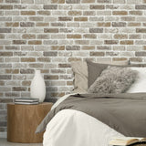 NW30506 peel and stick faux brick removable industrial wallpaper bedroom by NextWall