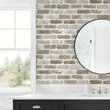 NW30506 peel and stick faux brick removable industrial wallpaper bathroom by NextWall