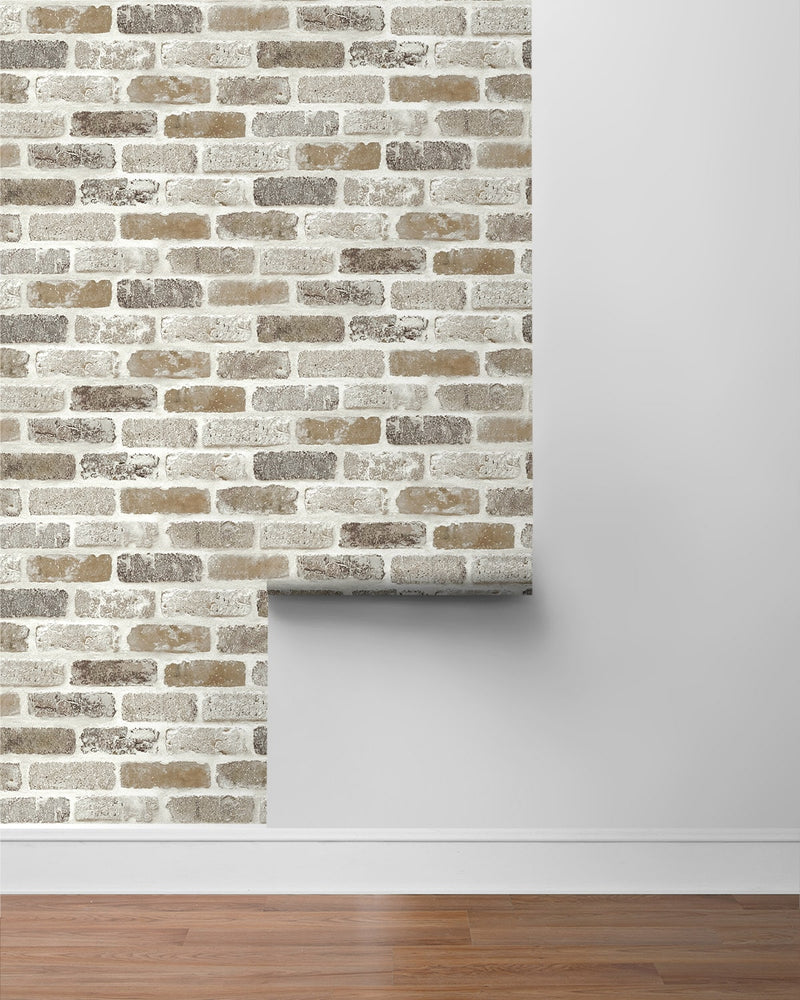 NW30506 peel and stick faux brick removable industrial wallpaper roll by NextWall