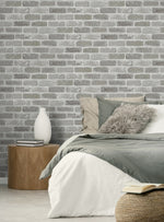 NW30508 peel and stick faux brick removable industrial wallpaper bedroom by NextWall