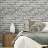 NW30508 peel and stick faux brick removable industrial wallpaper bedroom by NextWall