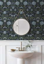 NW44602 vintage floral peel and stick wallpaper powder room from NextWall