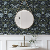 NW44602 vintage floral peel and stick wallpaper powder room from NextWall