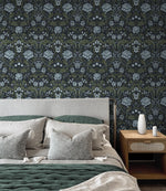 NW44602 vintage floral peel and stick wallpaper bedroom from NextWall