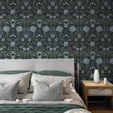 NW44602 vintage floral peel and stick wallpaper bedroom from NextWall