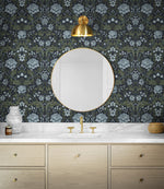 NW44602 vintage floral peel and stick wallpaper bathroom from NextWall