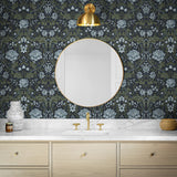 NW44602 vintage floral peel and stick wallpaper bathroom from NextWall