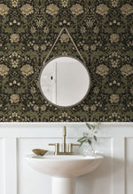 NW44606 vintage floral peel and stick wallpaper powder room from NextWall