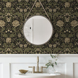 NW44606 vintage floral peel and stick wallpaper powder room from NextWall