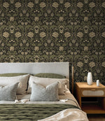 NW44606 vintage floral peel and stick wallpaper bedroom from NextWall