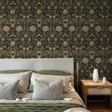 NW44606 vintage floral peel and stick wallpaper bedroom from NextWall