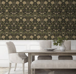 NW44606 vintage floral peel and stick wallpaper dining room from NextWall