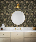 NW44606 vintage floral peel and stick wallpaper bathroom from NextWall